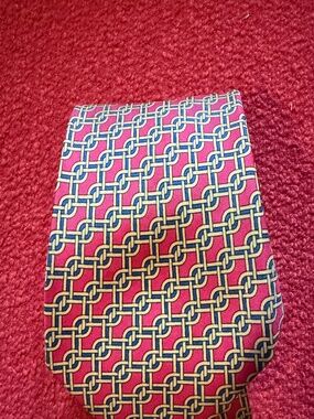 HERMES VINTAGE LATTICE DESIGN TIE HIGH END FRANCE RED GOLD NAVY BLUE